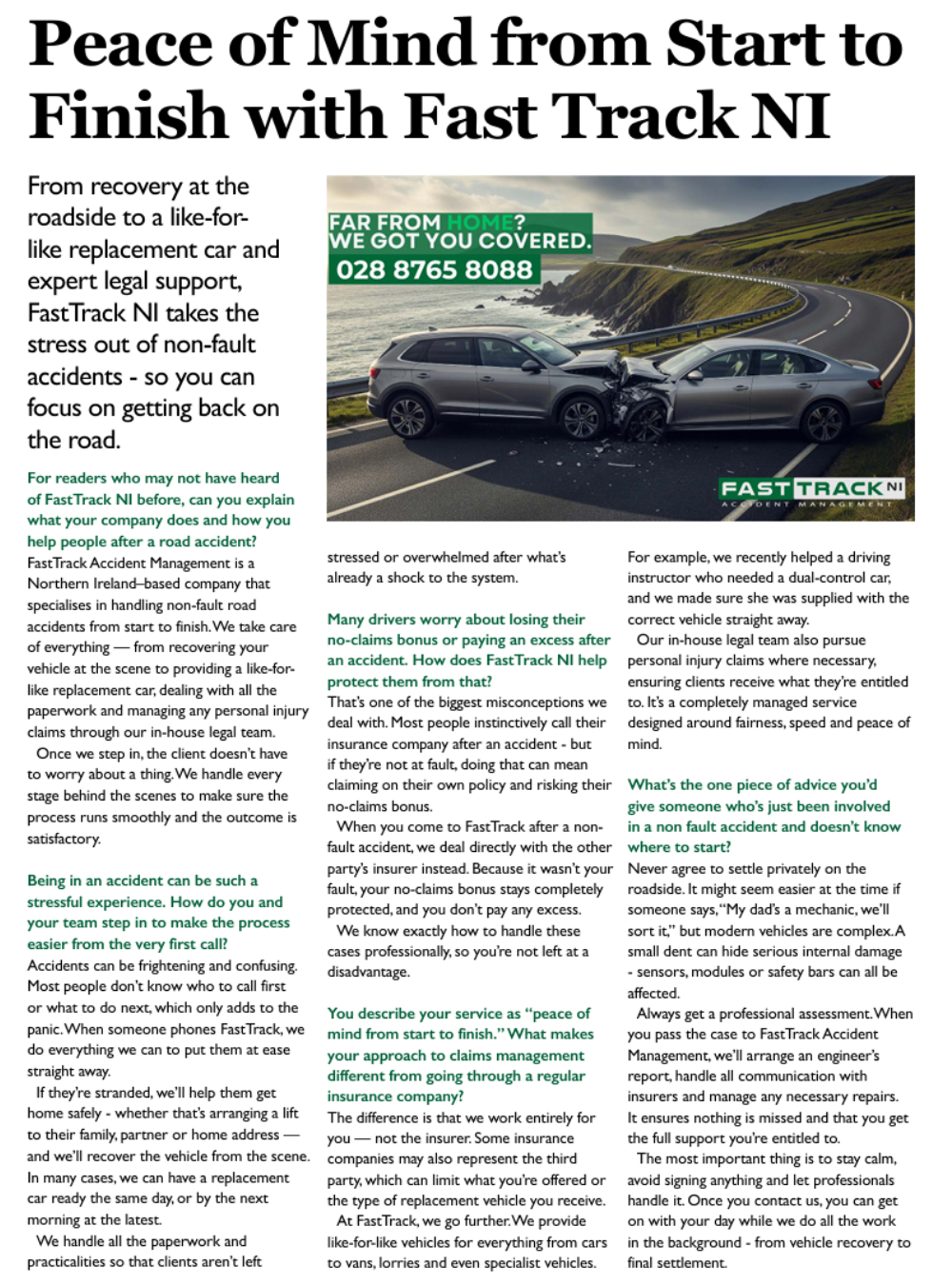 Local Women Magazine - Peace of Mind from Start to Finish with Fast Track NI